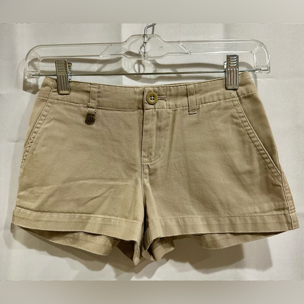Ralph Lauren Polo Girls High Waist Tan Shorts Size 7
